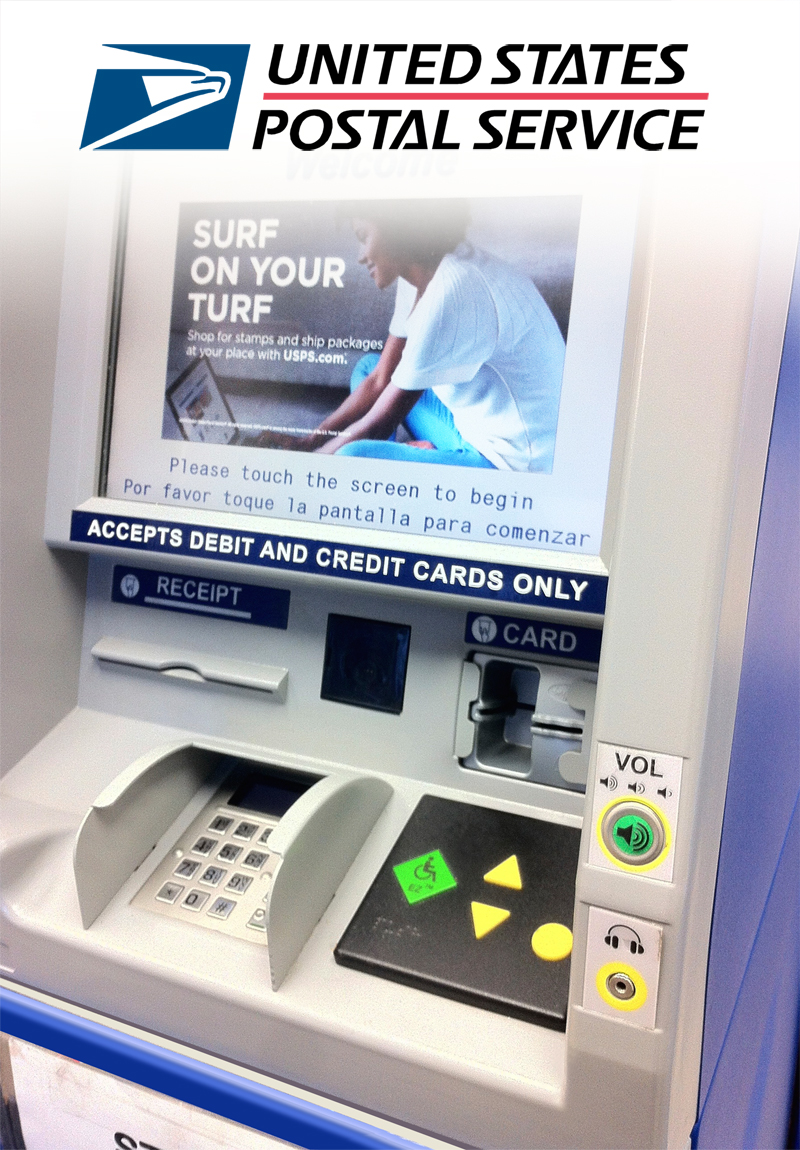 United States Post Office self service kiosks with EZ Access technologies.