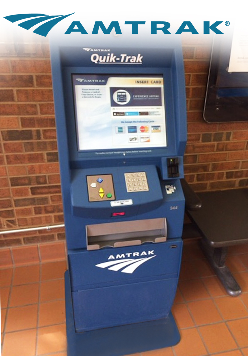 Amtrak self service ticketing kiosk with EZ Access technologies.